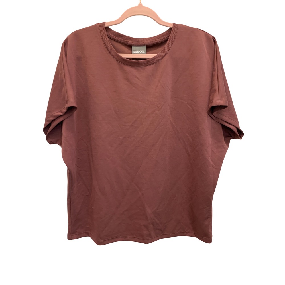 Womens Basic Medium Mauve Dolman Sleeve Top NWT Athleisure Soft Stretch Tee